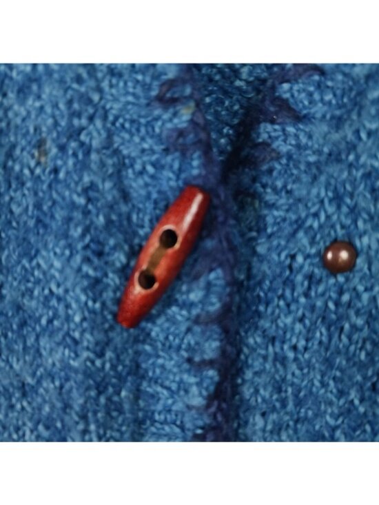 Turquoise Bejeweled Blue Marled Knit Toggle Vest Womens 2X Eclectic Art To Wear - Picture 3 of 10